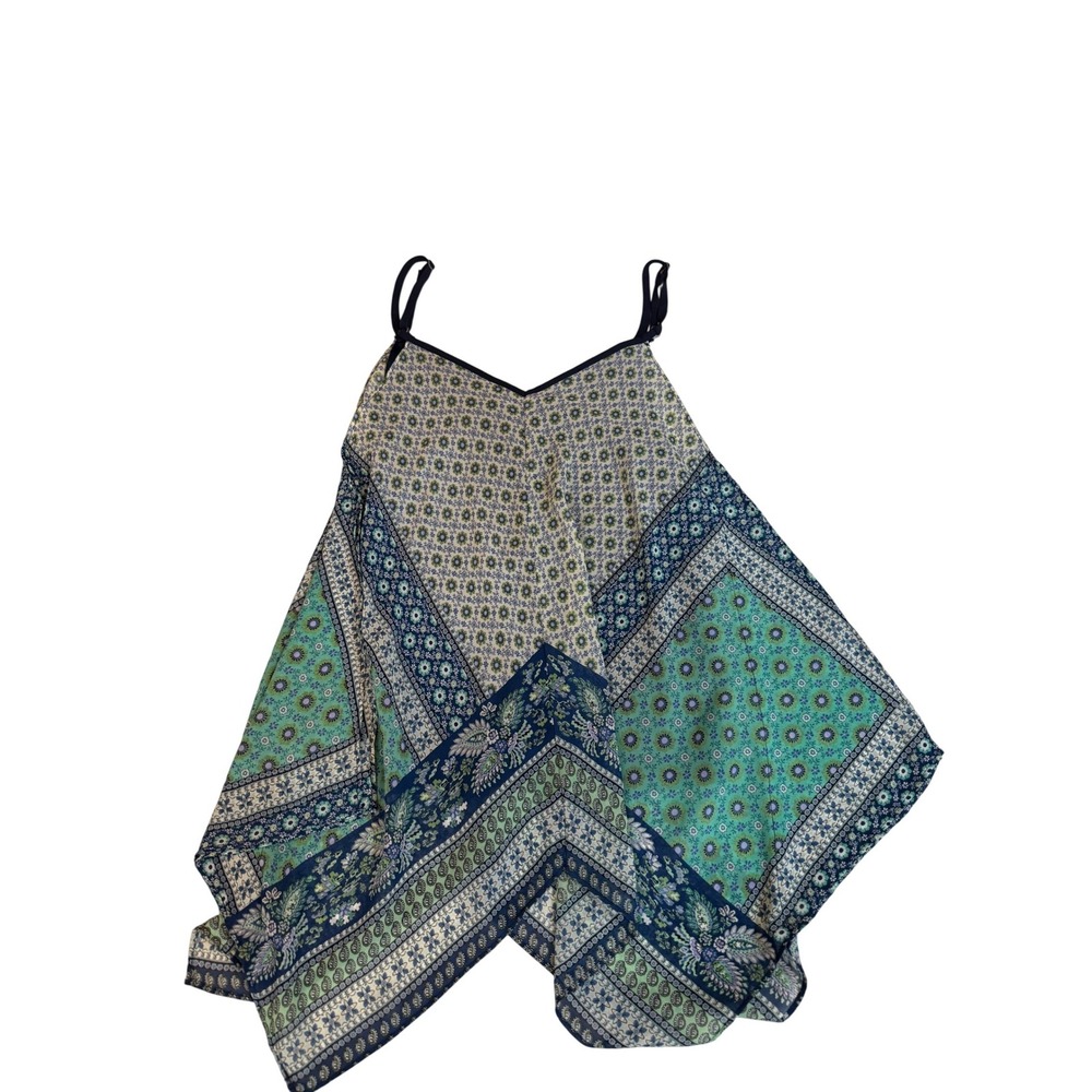 Floral Patchwork Handkerchief Hem Spaghtetti Straps Cami Top y2k Boho Festival